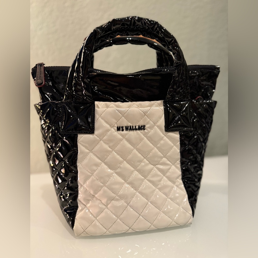MZ Wallace Black and White Quilted Tote Bag brand new missing tag and no strap